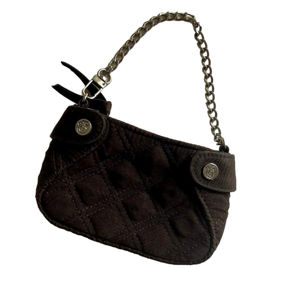 Vera Bradley Colette in Espresso/Brown Zipper‎ Microfiber Mini Bag Wristlet
